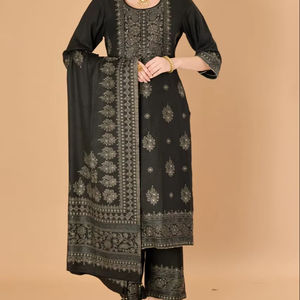 Tela Viscosa Premium Sin Coser Safaa Zardozi para Vestidos de Invierno para Mujer - Traje Salwar Kameez Jacquard de 3 Piezas - Product Image 1