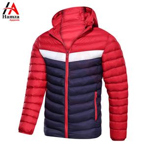 Chaqueta acolchada negra y roja personalizada, chaqueta acolchada de invierno con capucha para hombre, 300 GSM, poliéster, resistente al viento, ligera, suministro OEM - Product Image 6