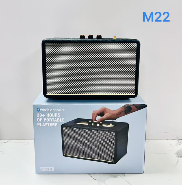 M22 Vintage Retro Wireless Speaker 30W Super Bass Wooden Leather Cabinet Portable Desktop Home Audio Speaker Party Sound System