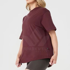 T-shirt décontracté pour femme, coupe ample, col rond, manches courtes, 100 % coton écologique, couleur unie, respirant, séchage rapide, jersey - Product Image 3