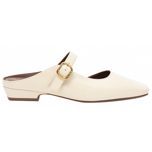 Ann'S <b>Pointed</b> <b>Toe</b> Backless Loafers Mary Jane <b>Mule</b> Shoes Low Heel Slip on Arch Support Beige Flats - Product Image 2