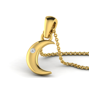 Collier Pendentif Croissant de Lune en Or 10K Personnalisé avec Diamant de Laboratoire VVS1 – Bijoux Célestes, Cadeau Idéal pour Elle – Vente en Gros Fabricant - Product Image 2