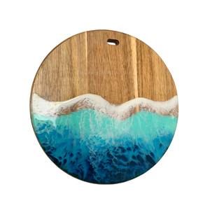 Modern Wood Resin <b>Coaster</b> Irregular Shape Blue Ocean Design Non Slip <b>Table</b> Mat Pad - Product Image 4