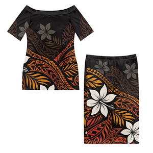 Custom Logo Polynesian Tribal Designs Samoan Puletasi Hibiscus <b>Flower</b> Elegant Summer Loose Silhouette Dress - Product Image 3