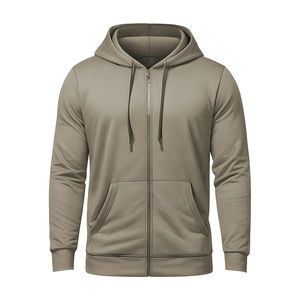 Free Design Street Style Regular Fit Heavyweight 400g Knitted Men's Zipper-Up Anti-pilling Solid Winter Fleece <b>Lined</b> <b>Hoodie</b> 100% - Product Image 1