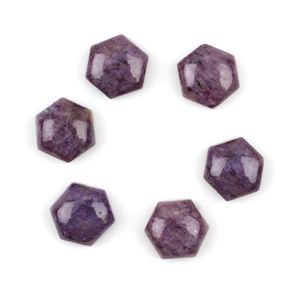Lepidolita Morada Natural de Alta Calidad, Cabujón Hexagonal Plano de 12x12mm, Gema Suelta Lisa para Joyería y Anillos - Product Image 1
