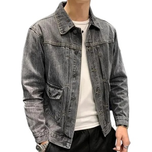 Veste en jean denim OEM pour hommes Vêtements d'extérieur décontractés Veste d'automne Manteau boutonné en jean Veste en jean oversize pour hommes - Product Image 1