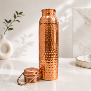 Botella de hidratación de cobre premium (inspirada en el asa). (Cobre puro certificado) - Product Image 1