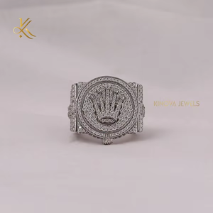 Trendy Mens Hip Hop Lab Diamond <b>Ring</b> Icy Sparkle Bold <b>Statement</b> Design IGI Certified 18K Gold Plated Urban Style Luxury Jewelry - Product Image 1