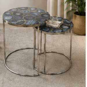 Modern Round <b>Marble</b> Top <b>Nesting</b> Side <b>Tables</b> with Metal Frame Living Room Furniture Decorative Accent <b>Table</b> - Product Image 3