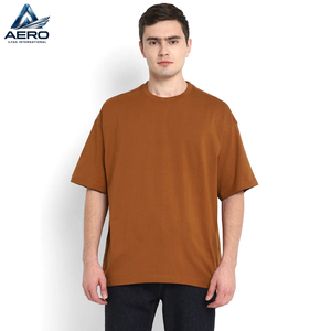 Camiseta de Algodón Marrón Lisa OEM para Hombre, de Alta Calidad, Manga Corta, Cuello Redondo, Holgada, Informal, Lisa, al por Mayor - Product Image 1