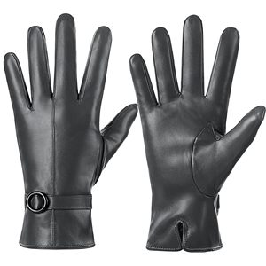 Gants en cuir pour femmes, longueur poignet, hiver, compatibles écran tactile, chauds, respirants, écologiques, sportifs, pour cadeaux de Noël - Product Image 2