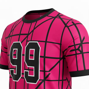Uniforme de Fútbol Americano Personalizado 100% Poliéster Sublimado, Conjunto de Camiseta y Pantalones Cortos Rosa, Tallas Grandes, Unisex, Transpirable, Antibacterial, Protección UV - Product Image 4