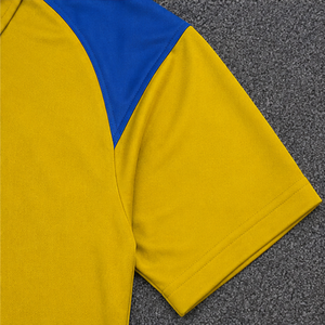 Men's Yellow <b>Blue</b> Color Blocked Short Sleeve <b>Polo</b> <b>Shirt</b> Quick Dry Knitted Casual Sport Top - Product Image 4