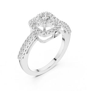 Anillo de Compromiso de Oro Amarillo de 14K con Diamante Cultivado en Laboratorio, Redondo, para Mujer |   Diamante Cultivado Nuevo - Product Image 5