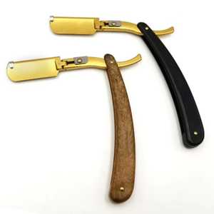 Navaja de Afeitar Recta para Hombre con Mango de Madera y Hoja de Acero Inoxidable para Afeitar la Cara y el Cuerpo, Uso en Barberías - Product Image 1