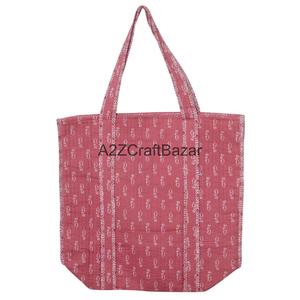 Wholesale Quilted 100% Cotton <b>Long</b> Handle Tote <b>Bag</b> Large Capacity Reusable Eco-Friendly for Travel Daily Use - Product Image 4