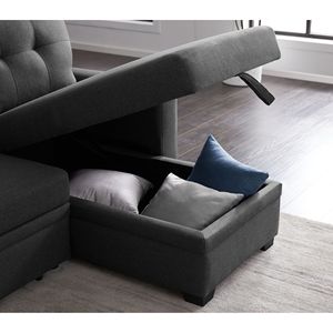 Divano Letto Sezionale Estraibile con Chaise Longue, Arredamento Imbottito Confortevole - Product Image 4