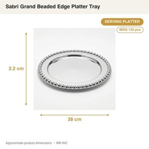Plateau de service en acier miroir SS304 fait main de 38 cm, style Ins, avec bord perlé, pour la décoration intérieure et les mariages - Product Image 4