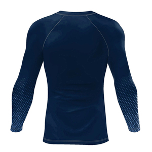 Wholesale Price Full Sleeve <b>Compression</b> Rash Guard Dark Blue Quick Dry Spandex Polyester Sport Top Seamless Design Adult Fit - Product Image 2