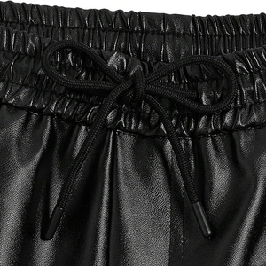 Men's Black Polyester Satin Shorts Mid Rise Drawstring Waist Quick Dry Casual Style Woven Fabric Solid Color - Product Image 6