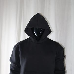 100% cotton <b>black</b> color Hoodie 450 GSM cotton <b>fleece</b> custom embroidery printing embossing oversized fitting hoodies Clush Sports - Product Image 3