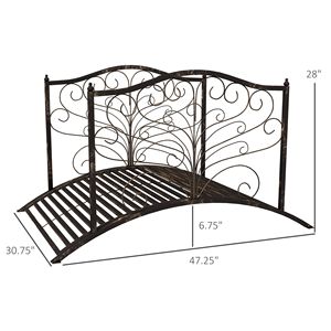 Arco da Giardino in Metallo da 4FT con Decorazioni Intagliate e Ringhiere di Sicurezza, Facile Montaggio, Nero Bronzo - Product Image 3