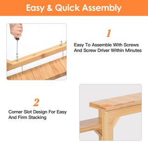 2-Tier Expandable Bamboo <b>Spice</b> <b>Rack</b> <b>Kitchen</b> Storage Seasoning Organizer Cabinet Stackable and Extendable <b>Spice</b> Jar <b>Rack</b> - Product Image 4