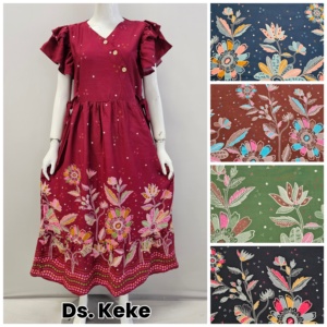 Chemise de nuit Chrysanta pour femme, longueur genou, style kimono, col rond, manches à volants doux, imprimé floral, en rayonne, pour l'été et le quotidien - Product Image 6