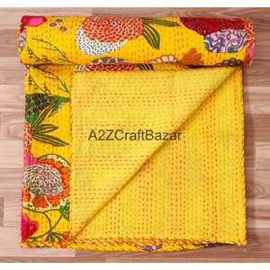 Juego de Edredón de Algodón Orgánico Estampado a Mano, Diseño Tradicional de Lujo, Estilo Kantha Vintage, Transpirable, Ecológico, para Hotel, Apto para Todas las Estaciones - Product Image 3