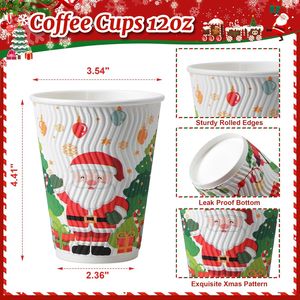 Confezione da 50 Bicchieri di Carta Isolanti Usa e Getta per Natale, Tazze Antigoccia per Caffè Caldo, Ideali per Feste Natalizie, Colazione e Ufficio - Product Image 2