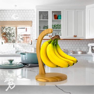 Support à fruits en bambou de forme circulaire, design suspendu, écologique, style simple, avec base en bois pour le rangement des fruits - Product Image 5