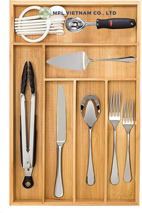 Organisateur de tiroir en bambou pour ustensiles de cuisine, plateau à couverts extensible et séparateur de couverts pour la maison et le bureau - Product Image 3