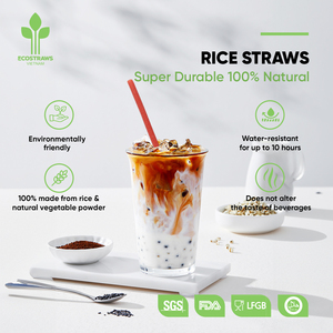 Pailles à boire de riz en bambou biodégradable écologique bon prix pailles jetables de l'usine du Vietnam emballage en carton boîte - Product Image 3