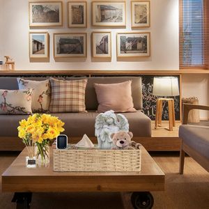 Cesta de Almacenamiento Redonda de Cuerda de Papel Beige con Asa, 14.5in X 6.6in X 3.74in, Cestas Tejidas - Product Image 3