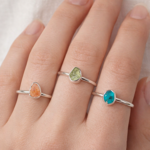 Silver Plated Raw Gemstone <b>Ring</b> Jewelry - Birthstone Handmade <b>Rings</b> - Stackable Wholesale <b>Ring</b> - Product Image 1