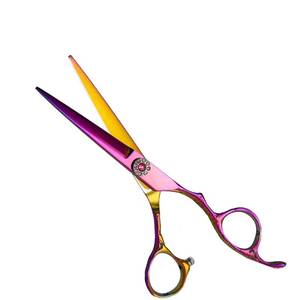 Tijeras de Peluquería Profesionales Reutilizables Ligeras de Acero Inoxidable con Hoja Afilada para Diestros, Mango Largo, Color Arcoíris - Product Image 1