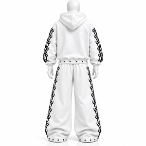 Wholesale Streetwear Wash Zipper <b>Tracksuit</b> Set for <b>Men</b> Custom Printed Logo Two-Piece Activewear Striped Design Custom - Product Image 3