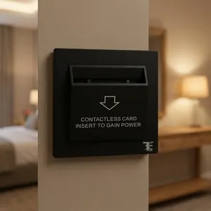 Interrupteur intelligent d'économie d'énergie noir pour hôtels, systèmes de contrôle électronique de l'énergie pour hôtels, complexes hôteliers et gîtes - Product Image 3