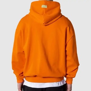 Custom <b>Orange</b> Color <b>Men's</b> Hoodies Streetwear Drop Shoulder Heavy Weight Cotton Pullover Hooded Sweatshirts <b>Hoodie</b> for <b>Men</b> - Product Image 2