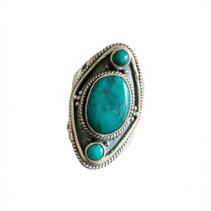 Chunky Designer <b>Turquoise</b> <b>Ring</b> 9.3 Grams Elegant Jewelry - Product Image 2