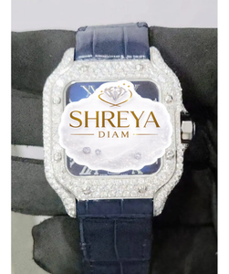 Reloj SHREYA DIAM de Excelente Calidad, Correa de Cuero Cuadrada de Lujo, Cristal con Detalles de Diamantes, Caja de Acero Inoxidable, Números Romanos - Product Image 2
