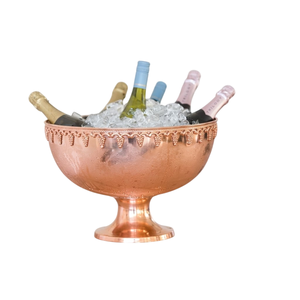 Seau à champagne en cuivre martelé, seau à glace sur pied en métal pour fêtes, mariages et célébrations - Product Image 3