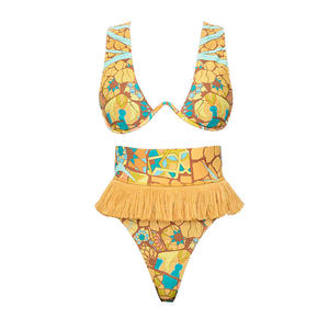 Conjunto de Bikini Estampado Floral de Alta Calidad para Mujer con Volantes y Capa, Traje de Baño de Dos Piezas, Top de Cintura Alta, Traje de Playa 2026 - Product Image 2