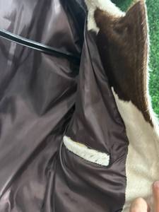 New Premium Luxury Genuine Cow Hair Leather <b>Jacket</b> <b>Men</b> Western Biker Style Brown <b>White</b> Cowhide Fur Eco-Friendly Windproof - Product Image 5