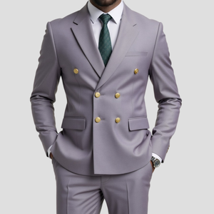 Trajes de Negocios de Lana Peinada Azul Marino para Hombre, Antiencogimiento, Cierre de Botón de Una Hilera, Lavable a Máquina, Cuello en V para Padrinos de Boda - Product Image 4
