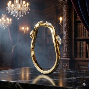 Bague de luxe en or jaune avec pierre marquise croisée, élégante et tendance, pour mariage, promesse ou anniversaire, pour femme - Product Image 1