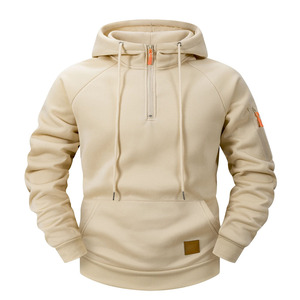 Sudadera con capucha premium para gimnasio y fitness, con media cremallera, para hombre, de forro polar atlético, de peso pesado, deportiva, lisa y personalizable - Product Image 2
