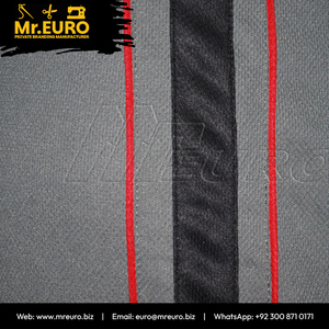 กางเกงกีฬาผ้าโพลีเอสเตอร์สีเทาทรงสลิมฟิตสำหรับทุกเพศ ยี่ห้อ Mr.EURO  ลายแถบข้างสีแดง  แบบซิป  ระบายอากาศได้ดี  ต้านเชื้อแบคทีเรีย  แบบซับลิเมชั่น - Product Image 6