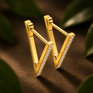 18K 14K Gold V Shaped Pave <b>Hoop</b> <b>Earrings</b> Round Lab Grown Diamond 0.40 CTW EF VVS VS Anniversary Gifts Fine Jewelry Manufacturer - Product Image 1